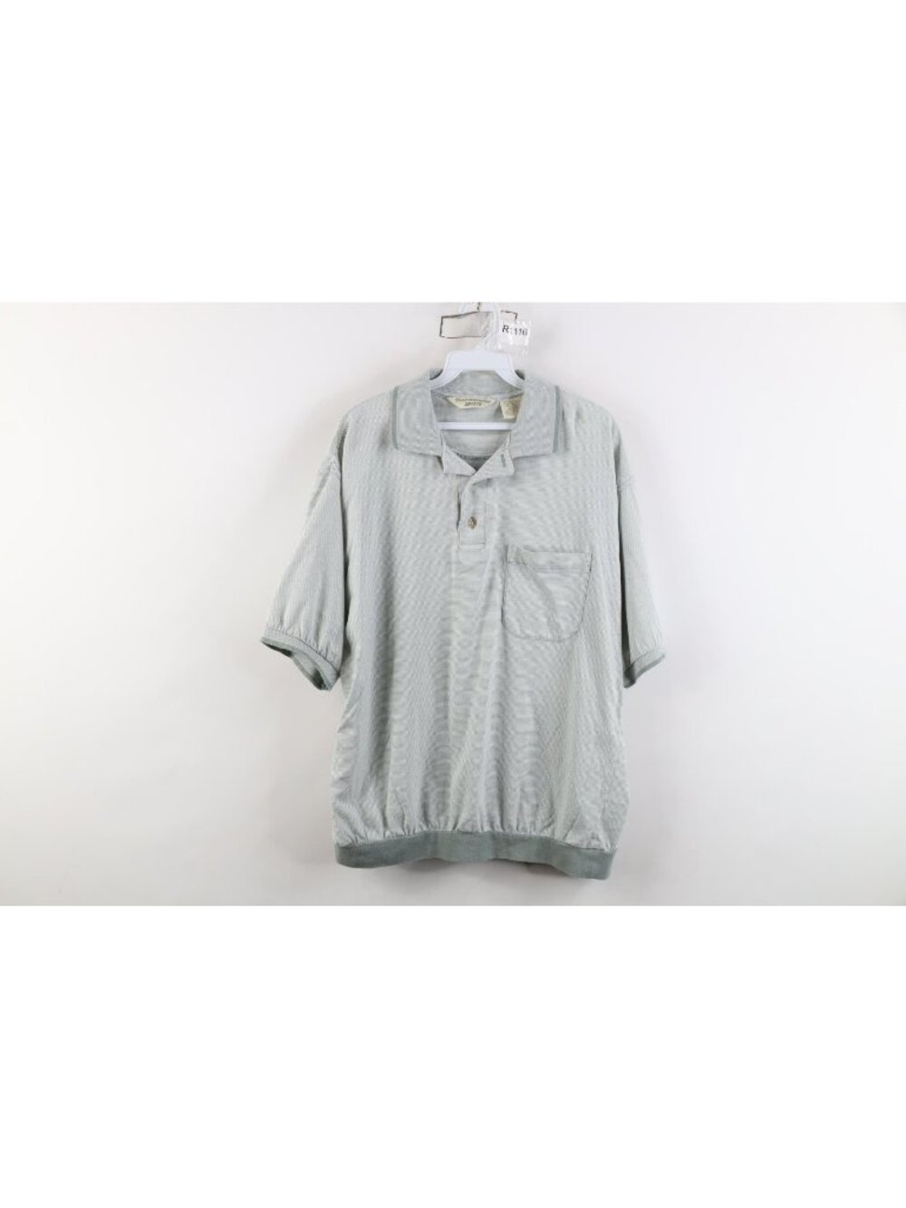 Vtg 90s Streetwear Mens Large Striped Knit Collared Pullover Polo Shirt Green